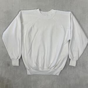 Vintage Ultra Sweats White Blank Raglan Sweatshirt Mens Large Crewneck USA Made